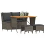 Juego de comedor de jardín 4 piezas con cojines ratán PE gris von , Gartensets - Ref: Foro24-4104133, Preis: 339,41 €, Rabatt: %