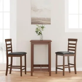 Taburetes de bar con cojines 2 uds madera maciza marrón caucho by , Kitchen stools - Ref: Foro24-4102538, Price: 123,00 €, Di...