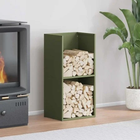 Leñero verde oliva 40x30x80 cm Acero laminado en frío de , Bolsas y soportes de leña - Ref: Foro24-864190, Precio: 80,61 €, D...