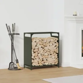 Leñero verde oliva 60x28x65 cm Acero laminado en frío by , Firewood bags and holders - Ref: Foro24-864202, Price: 54,34 €, Di...