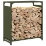 Leñero verde oliva 60x28x65 cm Acero laminado en frío by , Firewood bags and holders - Ref: Foro24-864202, Price: 54,34 €, Di...