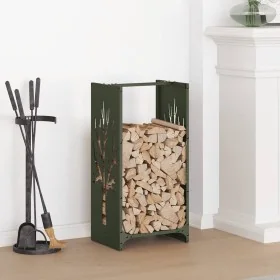 Leñero verde oliva 40x30x80 cm Acero laminado en frío by , Firewood bags and holders - Ref: Foro24-864228, Price: 57,83 €, Di...
