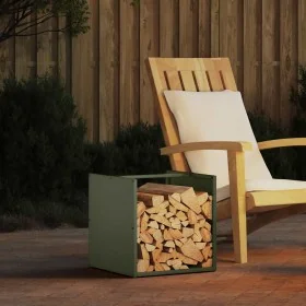 Leñero verde oliva 40x40x40 cm Acero laminado en frío by , Firewood bags and holders - Ref: Foro24-864240, Price: 48,17 €, Di...