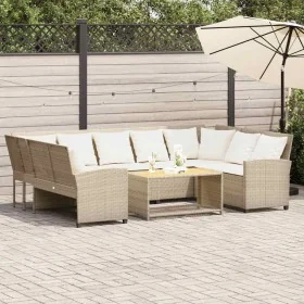 Sofá de jardín con cojines ratán sintético beige by , Garden sets - Ref: Foro24-3365332, Price: 645,79 €, Discount: %