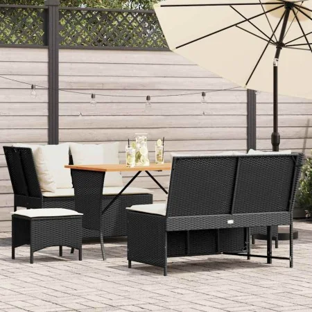 Set de muebles de jardín 5 pzas y cojines ratán sintético negro de , Conjuntos de jardín - Ref: Foro24-3365345, Precio: 480,2...