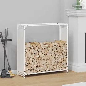 Leñero blanco 90x28x90 cm Acero laminado en frío by , Firewood bags and holders - Ref: Foro24-864216, Price: 64,19 €, Discoun...