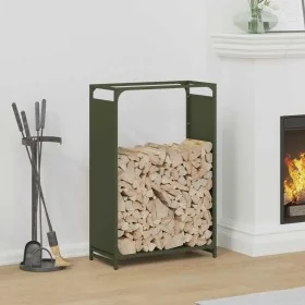 Leñero verde oliva 60x28x90 cm Acero laminado en frío de , Bolsas y soportes de leña - Ref: Foro24-864214, Precio: 61,04 €, D...