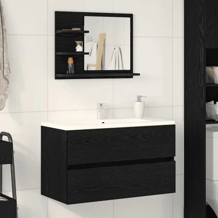 Espejo de baño de madera de roble negro 60x10,5x45 cm de , Tocadores de baño - Ref: Foro24-862546, Precio: 40,31 €, Descuento: %
