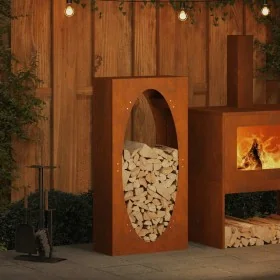 Leñero 50x23x100 cm acero corten von , Brennholztaschen und -halter - Ref: Foro24-864186, Preis: 82,86 €, Rabatt: %