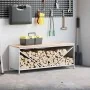 Leñero con tablero de madera blanco 100,5x35,5x40 cm by , Firewood bags and holders - Ref: Foro24-864256, Price: 91,60 €, Dis...
