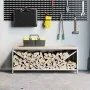 Leñero con tablero de madera blanco 100,5x35,5x40 cm by , Firewood bags and holders - Ref: Foro24-864256, Price: 91,60 €, Dis...