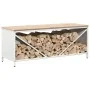 Leñero con tablero de madera blanco 100,5x35,5x40 cm by , Firewood bags and holders - Ref: Foro24-864256, Price: 91,60 €, Dis...