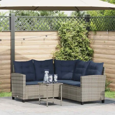 Sofá de jardín en forma de L con mesa y cojines ratán PE gris von , Outdoor-Sofas - Ref: Foro24-4103879, Preis: 305,22 €, Rab...