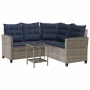 Sofá de jardín en forma de L con mesa y cojines ratán PE gris von , Outdoor-Sofas - Ref: Foro24-4103879, Preis: 305,22 €, Rab...