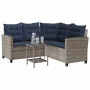 Sofá de jardín en forma de L con mesa y cojines ratán PE gris von , Outdoor-Sofas - Ref: Foro24-4103879, Preis: 305,22 €, Rab...