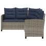 Sofá de jardín en forma de L con mesa y cojines ratán PE gris von , Outdoor-Sofas - Ref: Foro24-4103879, Preis: 305,22 €, Rab...