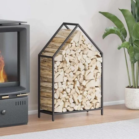 Leñero negro 60x25x90 cm Acero laminado en frío von , Brennholztaschen und -halter - Ref: Foro24-864307, Preis: 38,94 €, Raba...