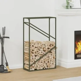Leñero verde oliva 60x25x100 cm Acero laminado en frío by , Firewood bags and holders - Ref: Foro24-864330, Price: 42,25 €, D...