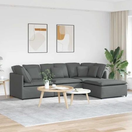 Sofá modular con reposapiés y cojines de tela gris oscuro von , Sofas - Ref: Foro24-3321298, Preis: 745,07 €, Rabatt: %