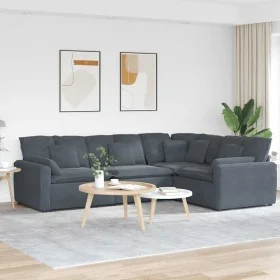 Sofá modular con cojines terciopelo gris oscuro by , Unidades para sofás seccionales - Ref: Foro24-3321160, Price: 897,93 €, ...