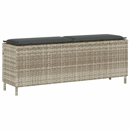 Banco jardín con cojín ratán sintético gris claro 110x30x40,5cm de , Bancos de jardín - Ref: Foro24-4104159, Precio: 89,15 €,...