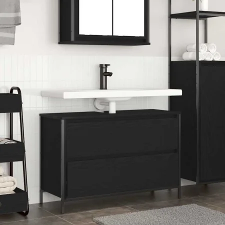 Mueble de baño con lavabo y cajones roble negro 90x34,5x60 cm von , Badezimmerwaschtische - Ref: Foro24-861877, Preis: 88,38 ...
