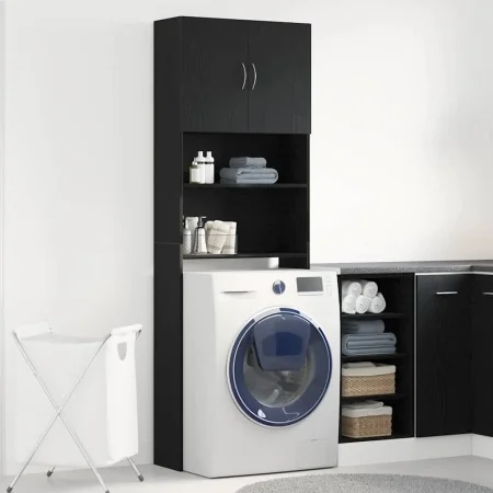 Mueble para lavadora de madera de roble negro 64x24x190 cm by , Accessories for washing machines and dryers - Ref: Foro24-859...
