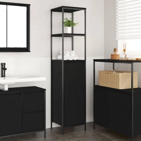 Mueble de baño con estantes roble negro 36x35x165 cm by , bathroom vanities - Ref: Foro24-861907, Price: 75,02 €, Discount: %