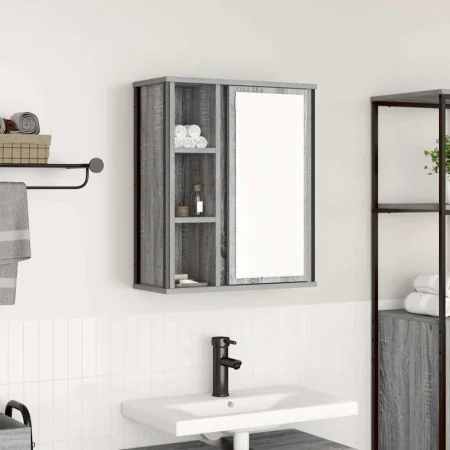 Mueble de baño de pared con espejo gris Sonoma 50x21x60 cm von , Badezimmerwaschtische - Ref: Foro24-861905, Preis: 62,65 €, ...