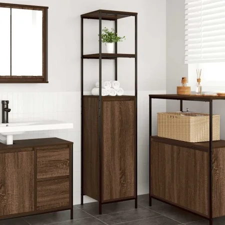 Mueble de baño con estantes roble marrón 36x35x165 cm de , Tocadores de baño - Ref: Foro24-861911, Precio: 74,14 €, Descuento: %