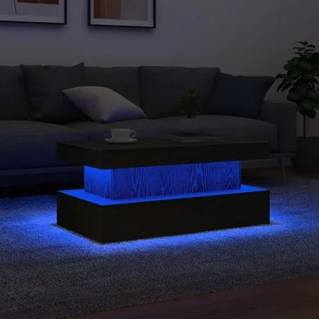 Mesa de centro con luces LED roble negro 90x50x40 cm by , Coffee table - Ref: Foro24-862256, Price: 97,47 €, Discount: %