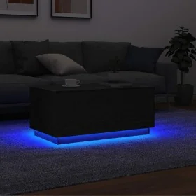 Mesa de centro con luces LED roble negro 90x49x40 cm by , Coffee table - Ref: Foro24-862254, Price: 112,46 €, Discount: %
