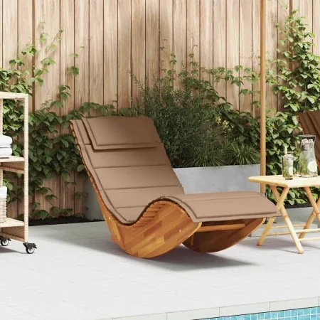 Tumbona mecedora con cojín de madera maciza de acacia de , Tumbonas - Ref: Foro24-4103885, Precio: 180,45 €, Descuento: %