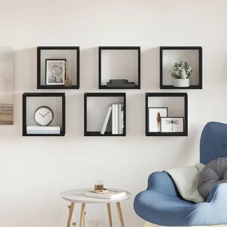 Estantes cúbicos de pared 6 uds roble negro 30x15x30 cm by , Shelves and shelves - Ref: Foro24-862057, Price: 56,82 €, Discou...