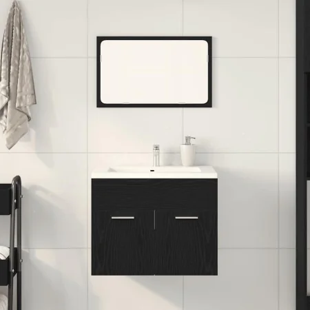 Juego de muebles de baño 2 pzas roble negro Madera ingeniería by , Bathroom furniture - Ref: Foro24-862041, Price: 73,08 €, D...