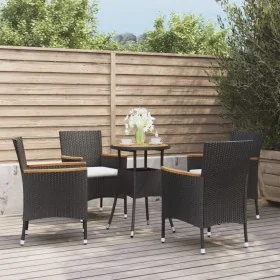 Mesita y sillas jardín 5 pzas y cojines ratán sintético negro von , Gartensets - Ref: Foro24-3187429, Preis: 360,88 €, Rabatt: %