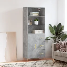 Aparador alto madera contrachapada gris hormigón 69,5x34x180 cm by , Sideboards - Ref: Foro24-3189433, Price: 140,31 €, Disco...