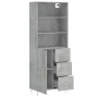 Aparador alto madera contrachapada gris hormigón 69,5x34x180 cm de , Aparadores - Ref: Foro24-3189433, Precio: 140,02 €, Desc...