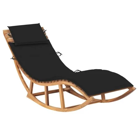 Tumbona mecedora con cojín madera maciza de teca by , Loungers - Ref: Foro24-3063340, Price: 351,72 €, Discount: %