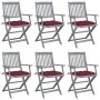 Sillas de jardín plegables 6 uds cojines madera maciza acacia by , Garden chairs - Ref: Foro24-3065431, Price: 295,45 €, Disc...