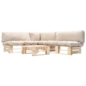 Muebles de palets de jardín con cojines arena 4 piezas madera von , Gartensets - Ref: Foro24-277487, Preis: 396,87 €, Rabatt: %