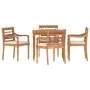 Juego comedor de jardín 5 pzas y cojines blancos madera de teca by , Garden sets - Ref: Foro24-3155979, Price: 675,99 €, Disc...