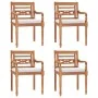 Juego comedor de jardín 5 pzas y cojines blancos madera de teca by , Garden sets - Ref: Foro24-3155979, Price: 675,99 €, Disc...