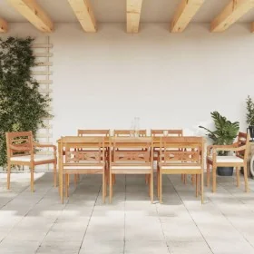 Juego comedor de jardín 9 pzas con cojines blancos madera teca von , Gartensets - Ref: Foro24-3155985, Preis: 1,00 €, Rabatt: %