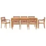 Juego comedor de jardín 9 pzas con cojines blancos madera teca de , Conjuntos de jardín - Ref: Foro24-3155985, Precio: 1,00 €...