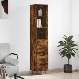 Aparador de madera contrachapada roble ahumado 34,5x34x180 cm by , Sideboards - Ref: Foro24-3189698, Price: 95,75 €, Discount: %