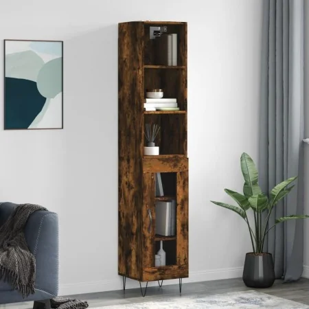 Aparador de madera contrachapada roble ahumado 34,5x34x180 cm de , Aparadores - Ref: Foro24-3189890, Precio: 83,11 €, Descuen...