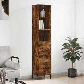 Aparador de madera contrachapada roble ahumado 34,5x34x180 cm de , Aparadores - Ref: Foro24-3189714, Precio: 106,50 €, Descue...