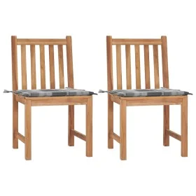 Sillas de jardín 2 unidades madera maciza de teca con cojines by , Garden chairs - Ref: Foro24-3062930, Price: 227,78 €, Disc...