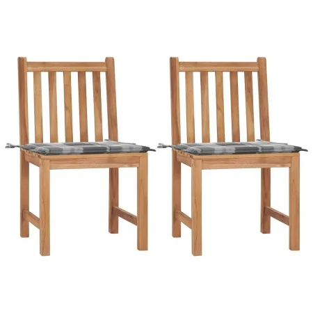 Sillas de jardín 2 unidades madera maciza de teca con cojines by , Garden chairs - Ref: Foro24-3062930, Price: 227,78 €, Disc...